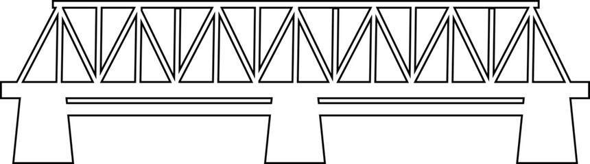 Bridge icon with arch suspension truss viaduct structures in line style, transportation infrastructure outline illustration for city map UI design
