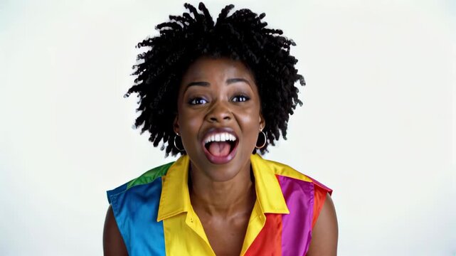 Close-up of a black woman opening her mouth