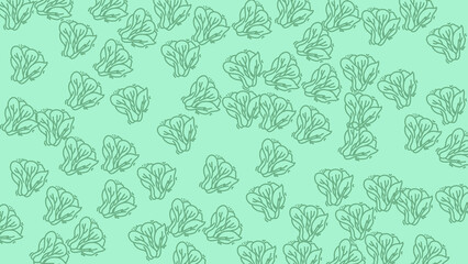 Minimalist seamless background with Chinese Cabbage cartoon line art perfect for packaging and trendy designs