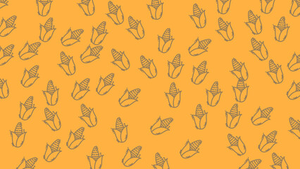 seamless line corn doodle art featuring playful cartoon pattern
