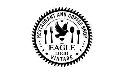 Obraz premium Vintage style emblem logo featuring a majestic eagle theme, designed for classic branding, retro badges, heraldic symbols, apparel prints, labels, signage, and traditional identity design projects