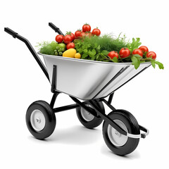 wheelbarrow with vegetables