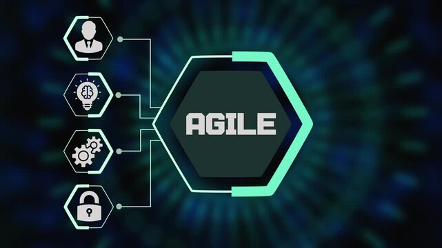 Agile methodology icons for flexible software development and iterative project management workflow.