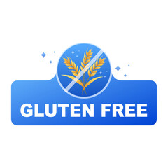 Gluten Free Food Label with Wheat Icon, Healthy Diet Product Badge.Vector illustration