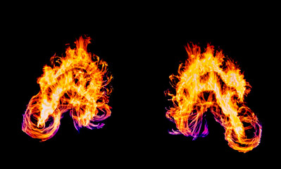 a long-exposure photograph of a fire performance, where a skilled performer spins flaming props like poi to create mesmerizing light trails and intricate patterns against the dark background