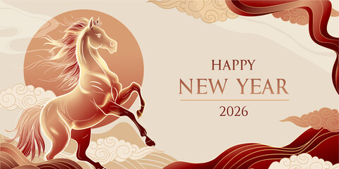 Year of the Horse 2026 Chinese New Year Classic Oriental Design