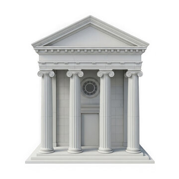 3d rendering of a neoclassical building facade with columns isolated on transparent background