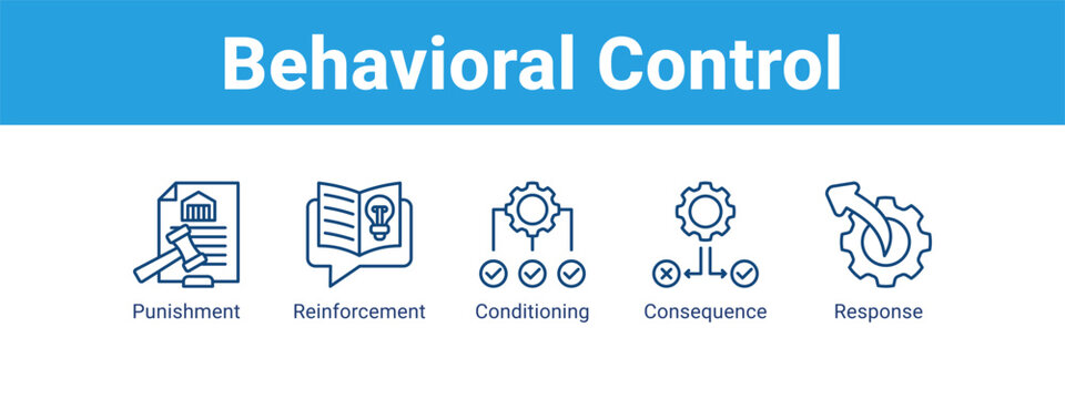 Behavioral Control web banner icon vector illustration concept ,  with icon of Punishment, Reinforcement, Conditioning.
