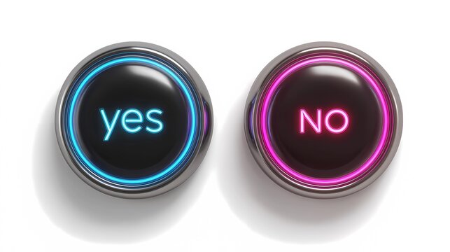 Flat design of yes and no buttons, used for digital prompts, confirmations, or choices in modern interfaces