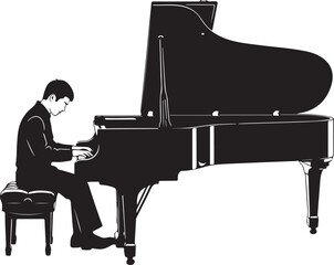 Piano Player Silhouette Vector Bundle