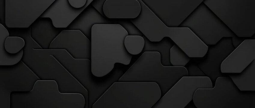 Abstract seamless pattern of layered dark gray geometric shapes with rounded corners