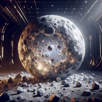 Moon Rock Interior &ndash; Simulated lunar regolith with real meteor