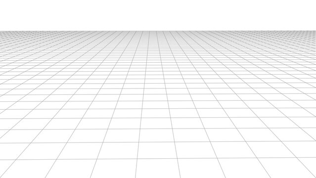 Vector horizon lines. Perspective depth shapes dimension. Grid frameworks. 3D space emerges geometrically.