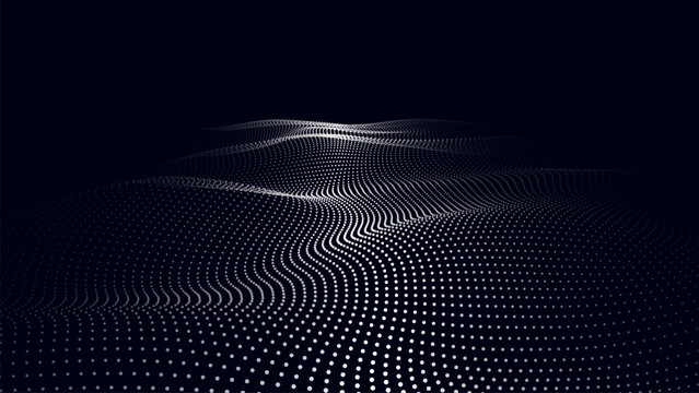 Multicolored spiral. Curved path of dots and lines. Vector.