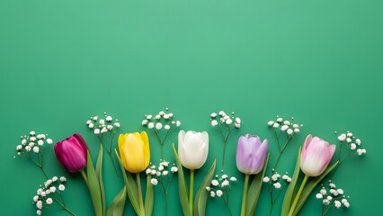 Happy mother's day floral wishes with colorful tulips and fresh flowers