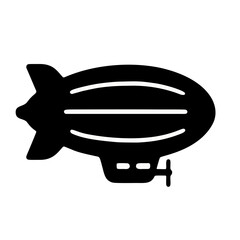A filled glyph of a zeppelin or blimp, stylized and simple. © Abayal