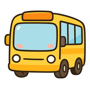A cute kawaii vector character of a smiling bus