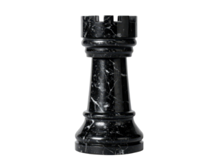 black marbled rook chess piece