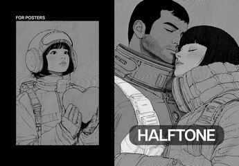 Circle Halftone Poster Effect Mockup