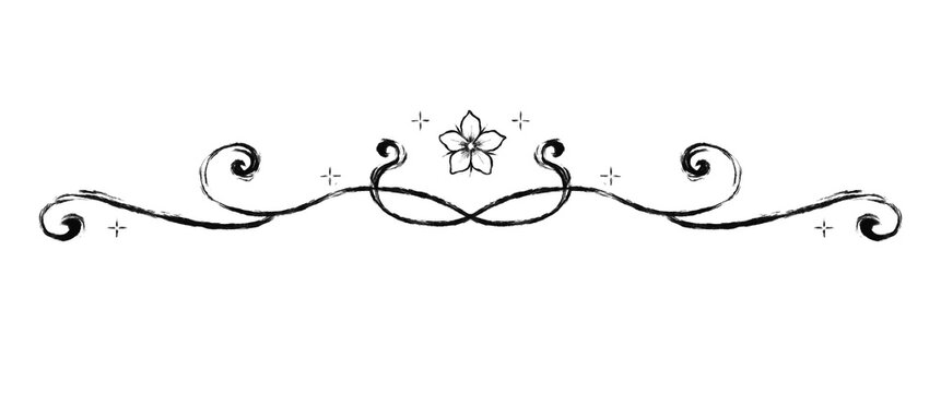 paragraph spacer in whimsical romantic fantasy flower swirl style, decorative swirly elements