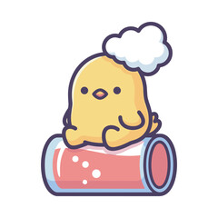 Cute Cartoon Chick Hatching from Egg Vector Illustration