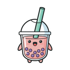 Cute Cartoon Bubble Tea Character Illustration