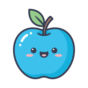 Cute Blue Apple Vector Illustration
