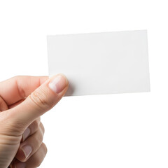 Obraz premium Hand holding business card isolated on transparent background