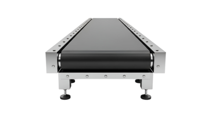 Gray Metal Conveyor Belt on Industrial Frame machinery