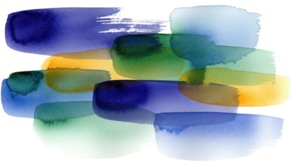 Abstract Watercolor Brush Strokes Isolated on Transparent Background