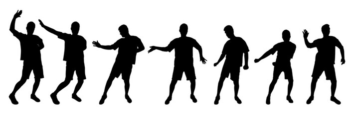 Set of black silhouette of dancing man. Vector illustration
