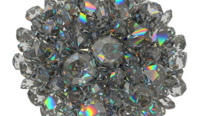 Cluster of Diamonds Isolated on Transparent Background