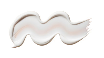Wavy cream smear on beige background Creamy white sunscreen lotion swatch, moisturizer skincare product texture