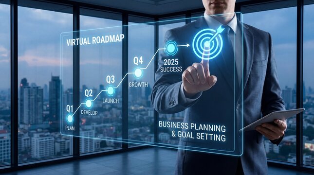 Business Roadmap And Virtual Planning For Growth, Goals, And 2025 Success, Strategy Outlook. - Powered by Adobe