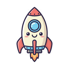 Cute Cartoon Rocket Ship Illustration © mdbayjid