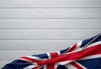 United Kingdom flag on white wooden background  national symbol