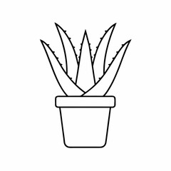 Aloe Vera Potted Plant Vector Illustration