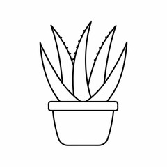 Aloe Vera Potted Plant Vector Illustration