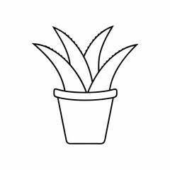 Aloe Vera Potted Plant Vector Illustration