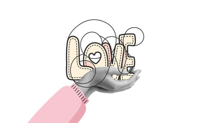 LOVE Lettering with Hands &ndash; Modern Abstract Valentine Illustration