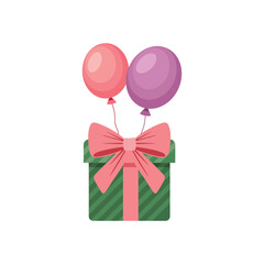 gift box with ribbon and balloon design template