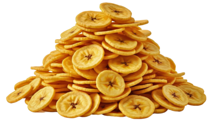 Golden Banana Chips Pile Vibrant Yellow Stack Pyramid Snack Food.png