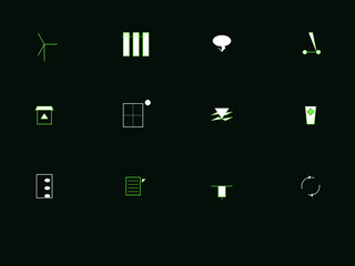  12 Clean Technology and Sustainability Icons - Green Energy and Climate Tech Vector Set
