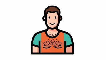 Obraz premium Stylized cartoon figure of a smiling man with prominent chest hair