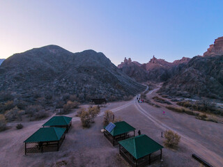 Gazebos at the Charyn Canyon observation deck.