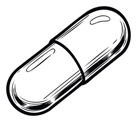 A stylized medicine capsule providing a visual for health, pharmaceutical topics, wellness products, and medical information suitable for healthcare presentations, educational materials, or