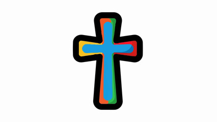 Obraz premium Stylized cross with layered colorful outlines