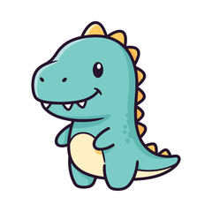 Fototapeta premium Cartoon Dinosaur Illustration - Cute T-Rex Character Design