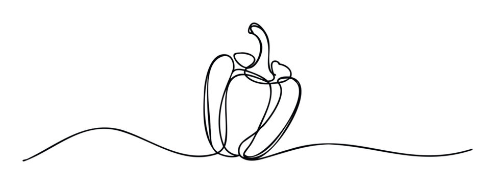 A unique one line drawing of a sweet bell pepper representing healthy food and cooking concepts ideal for culinary websites restaurant menus and grocery store advertisements. - Powered by Adobe