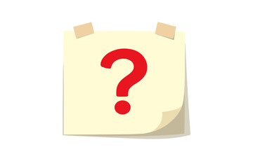 Paper note featuring a question mark on a transparent or white background